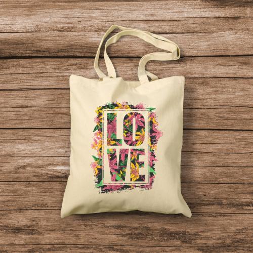 Torba bawełniana ecru – Flower Love.jpg