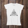 2019-03-16 koszulka damska biała przód Flower in Triangle 24x21cm.jpg