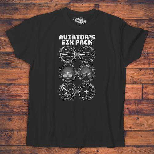 2019-03-27 koszulka męska czarna przód Aviators Six Pack 19x33cm.jpg